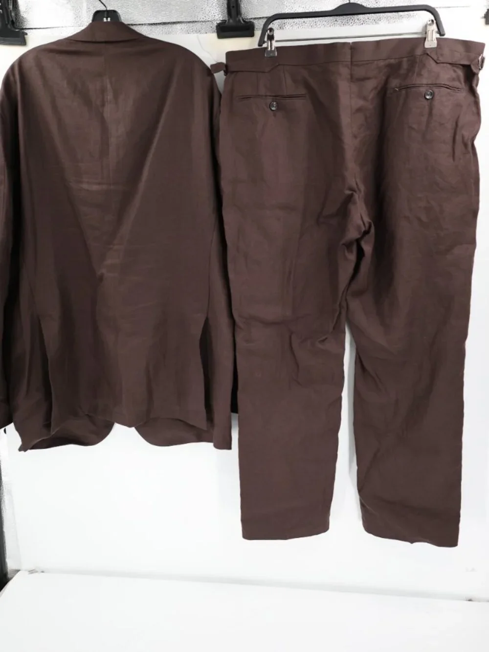 Suitsupply Suit Men 50L 42x31 Washington SA Roma Jetted Pure Linen 2 Piece Brown